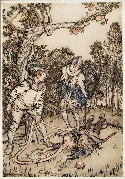 Næsetræet, fra Lillebror & Lillesøster og andre fortællinger af brødrene Grimm, pub.1917 af Arthur Rackham