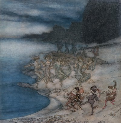 The Pert Fairies and The Dapper Elves (akvarel og pen og sort blæk) af Arthur Rackham
