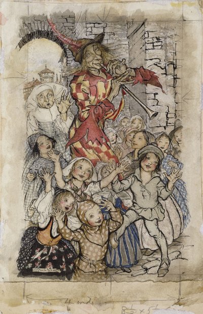Pied Piper og børnene, af Arthur Rackham
