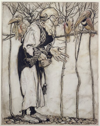 The Wizard, illustration fra Arthur Rackhams Book of Pictures, udgivet 1913 (pen og blæk & wc på papir) af Arthur Rackham