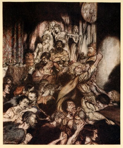 Festsalen var i tumult, illustration fra 