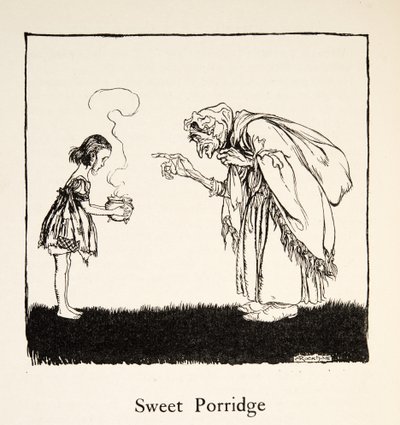 Den lille gik hen og bragte æsken, fra Lillebror & Lillesøster og andre fortællinger af brødrene Grimm, pub.1917 (litho) af Arthur Rackham