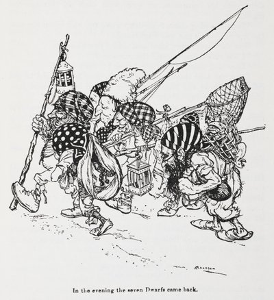 De syv dværge fra Snowdrop (Snehvide) af Arthur Rackham