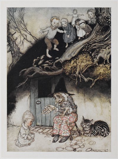 Der var en gammel kone, der boede under en bakke. af Arthur Rackham