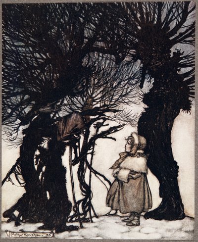 De advarede hende ..., fra Peter Pan in Kensington Gardens af J M Barrie (1860 - 1937), pub. 1906 af Arthur Rackham