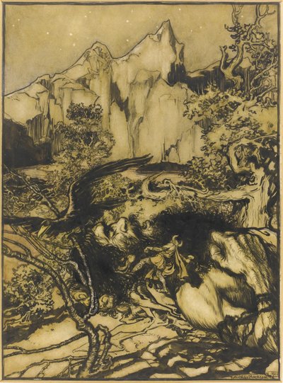 Thors rejse til giganternes land, 1901 af Arthur Rackham