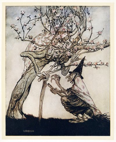 Mit træ! O mit træ! Har du set min frække lille stuepige?, fra English Fairy Tales, pub. 1922 af Arthur Rackham