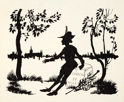 Vend igen Whittington, tre gange overborgmester i London, fra The Arthur Rackham Fairy Book, pub. 1933 af Arthur Rackham