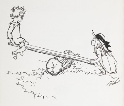 To børn på en sav. af Arthur Rackham