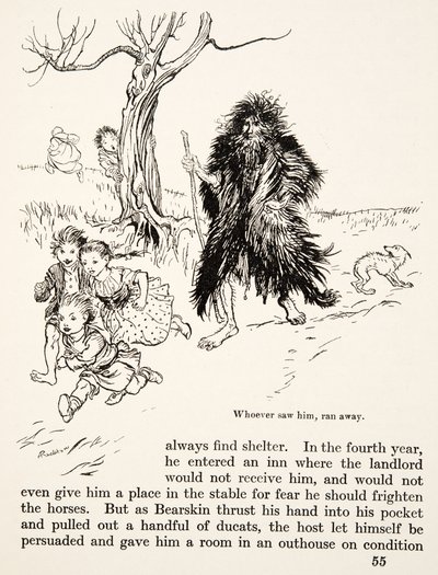 Den, der så ham, stak af fra Lillebror & Lillesøster og andre fortællinger af brødrene Grimm, pub.1917 (litho) af Arthur Rackham