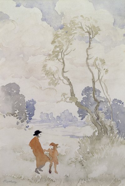 Blæsende dag (wc på papir) af Arthur Rackham