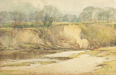 En fluefisker ved bredden af Wharfe (akvarel) af Arthur Reginald Smith