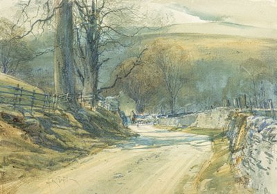The Winding Road, Upper Wharfedale (akvarel) af Arthur Reginald Smith
