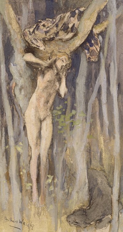 Hamadryad - Spirit of a Tree, ca. 1890 (pastel, blyant og akvarel på papir) af Arthur Wardle
