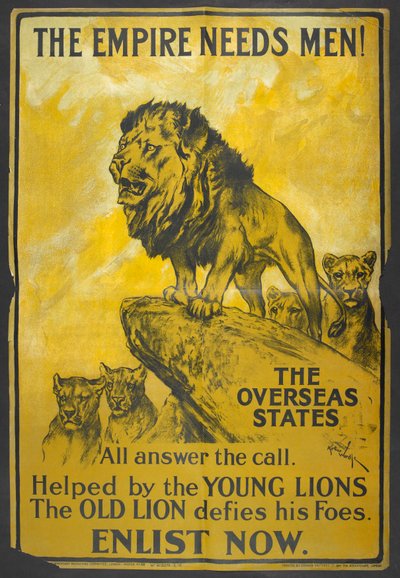 "Imperiet har brug for mænd! En rekrutteringsplakat rettet mod de britiske kolonier. af Arthur Wardle