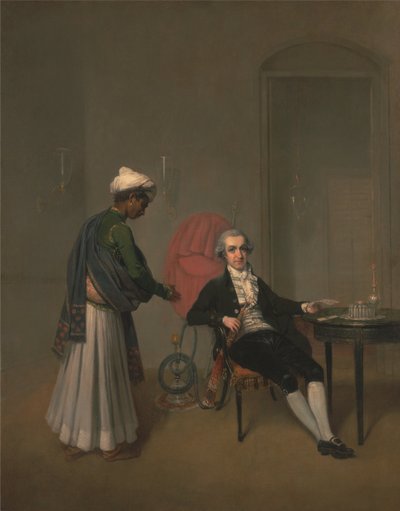 Portræt af en herre, muligvis William Hickey, og en indisk tjener af Arthur William Devis