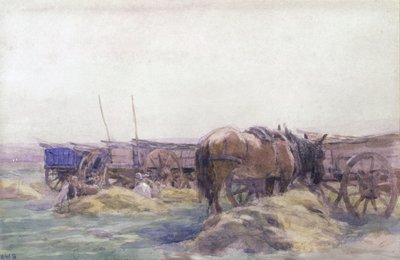 Høvogne med hest (akvarel på papir) af Arthur Winter Shaw