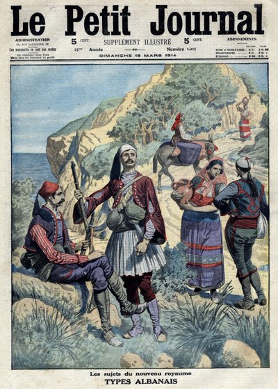 Albanske typer: Oprettelsen af kongeriget Albanien i Europa 1914 (print) af Artist Unknown