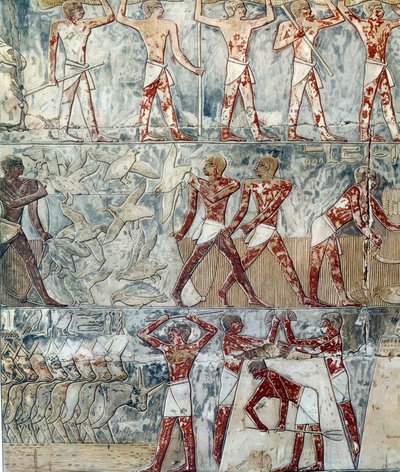 Egyptisk kunst: landbrugsscene, 6. dynasti af Artist Unknown