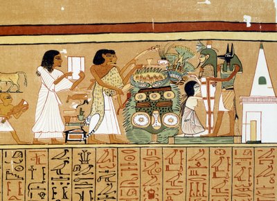 Ægyptisk kunst: Den afdødes mumie får den sidste pleje. af Artist Unknown