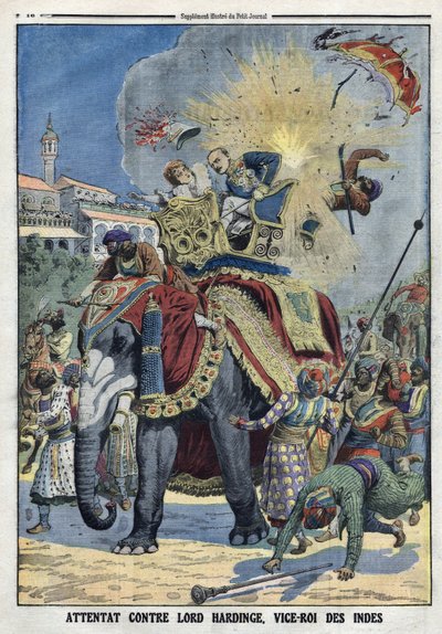 Angreb på Lord Charles Hardinge, vicekonge af Indien, i Delhi af Artist Unknown