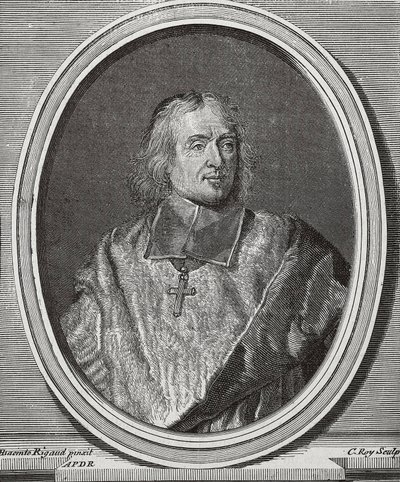 BOSSUET, Jacques-Benigne (1627-1704). Engelsk teolog og biskop. Portrætkopi fra originalen af Hyacinthe Rigaud. Gravering af Artist Unknown