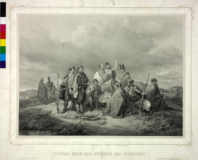 Bivuak efter kampen ved Schwechat af Artist Unknown