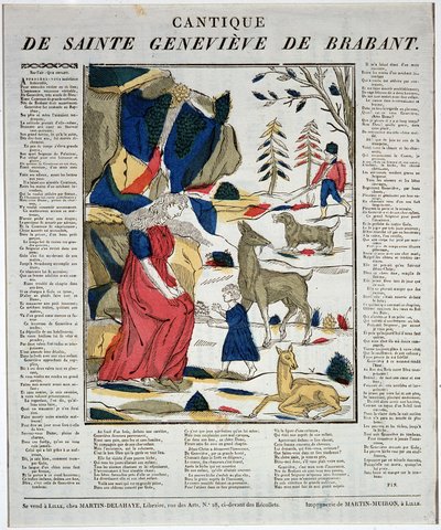 Cantique de saint Geneviève de Brabant - træsnit. af Artist Unknown