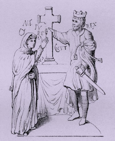 Knud den Store og hans dronning Emma af Normandiet (kobberstik) af Artist Unknown