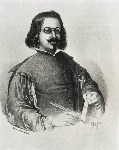 DONON, Julio (19. århundrede). Francisco de Quevedo. Litografi af Artist Unknown