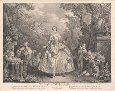 Danser i Paris ved hoffet, kong Louis XV Angeville af Artist Unknown