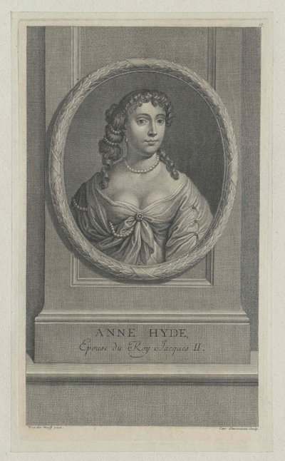 Hertuginden af York Anne Hyde (print) af Artist Unknown