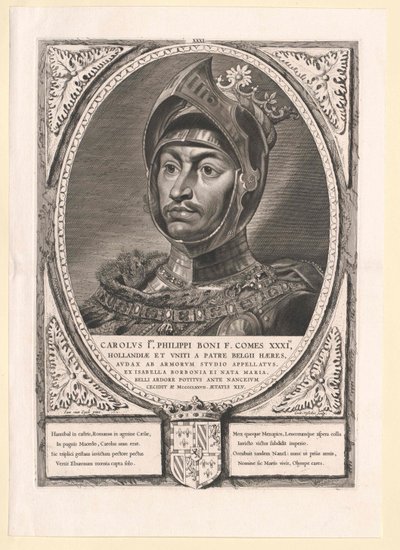 Hertug af Burgund Karl den Dristige (print) af Artist Unknown