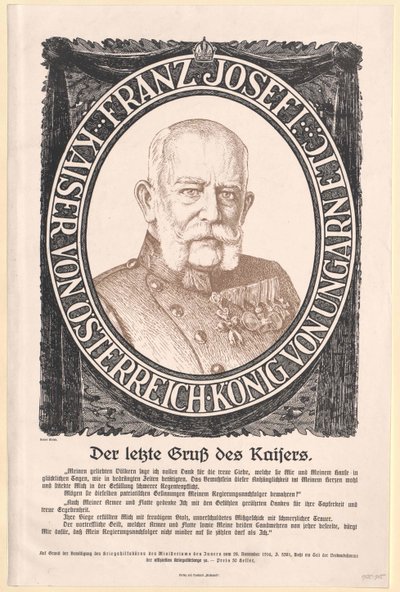 Kejser af Østrig Franz Joseph I af Artist Unknown