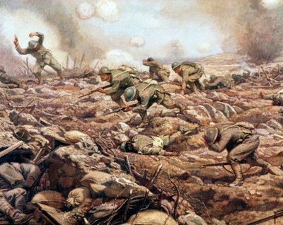 Første Verdenskrig: Kampene i Carso-højlandet (Trentino). 1916 (maleri) af Artist Unknown