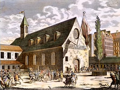 Den franske revolution: Lukning af jakobinernes værelse natten mellem 27. og 28. juli 1794 (kobberstik) af Artist Unknown