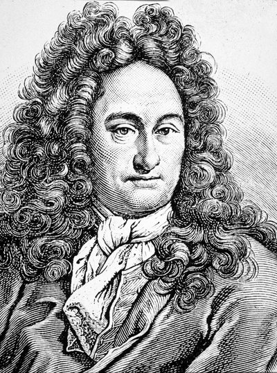 G W Leibniz Gottfried Wihlem (kobberstik) af Artist Unknown