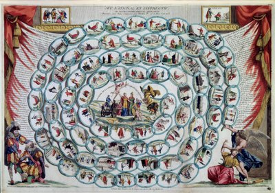 Gåsespil "Nationalt og informativt spil eller eksemplariske og sjove lektioner givet af Henry IV og Father Gerard" (print) af Artist Unknown