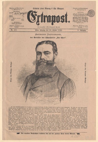Hermann Sudermann (print) af Artist Unknown