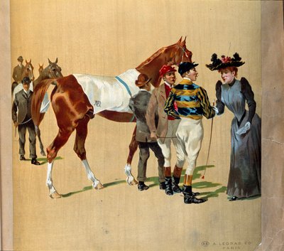 Hestevæddeløb: de sidste tips før løbet, begyndelsen af det 20. århundrede (print) af Artist Unknown