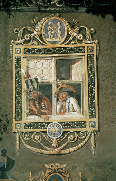 Husarvinduet" Garmisch, Tyskland (freskomaleri) af Artist Unknown