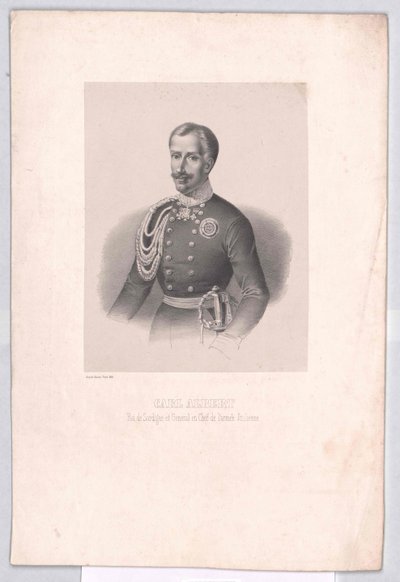 Konge af Sardinien Charles Albert af Artist Unknown