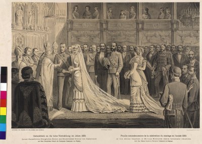 Bryllupsceremoni for kronprins Rudolf og prinsesse Stephanie af Belgien af Artist Unknown