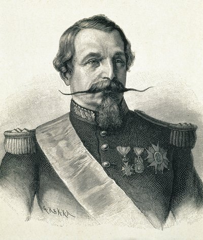 NAPOLEON III, Charles-Louis Napoleon Bonaparte (1808-1873). Præsident for den 2. republik (1848-1852) og kejser af Frankrig (1852-1870). Portræt af Napoleon III. Gravering. af Artist Unknown