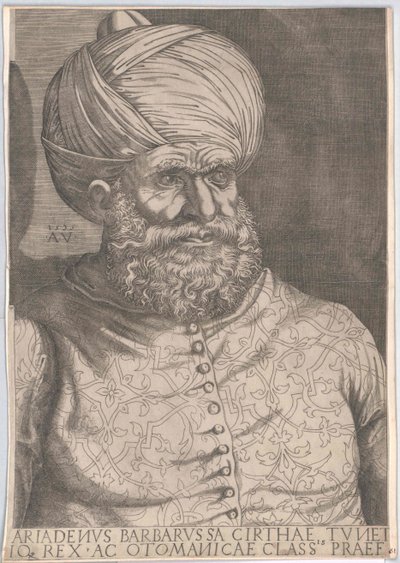 Den osmanniske hersker i Algier Chaireddin Barbarossa (tryk) af Artist Unknown