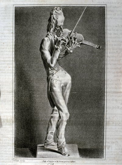 Portræt-karikatur af Niccolo Paganini (radering) af Artist Unknown
