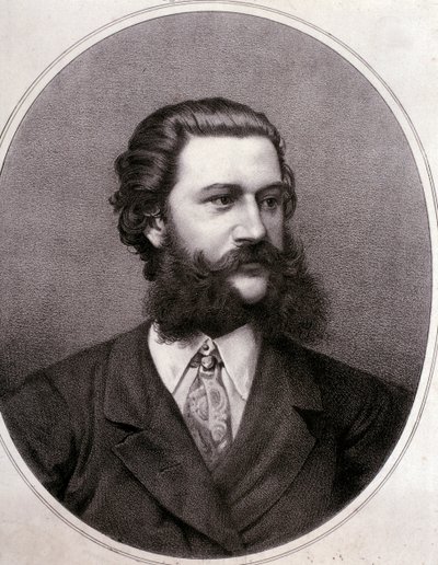 Portræt af Johann Strauss II (radering) af Artist Unknown