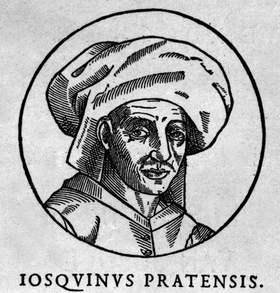 Portræt af Josquin des Pres (Josquin Desprez, Jodocus Pratensis, o Jodocus da Prato) (1440-1521).xylographie. af Artist Unknown