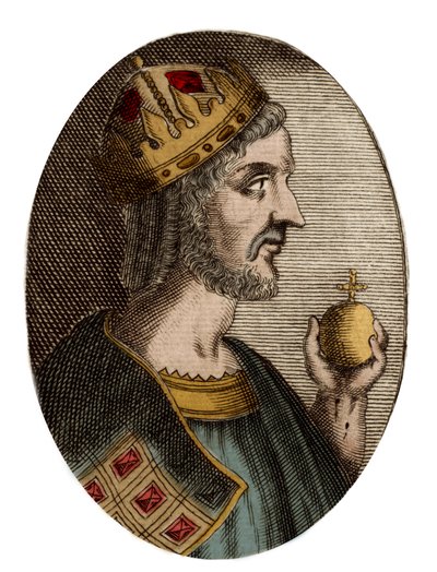 Portræt af Justinian I - Portræt af Justinian I (Den Store) (Flavius Petrus Sabbatius Justinianus) (482-565), østromersk kejser af Artist Unknown