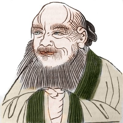 Portræt af den kinesiske filosof Lao Tseu. af Artist Unknown